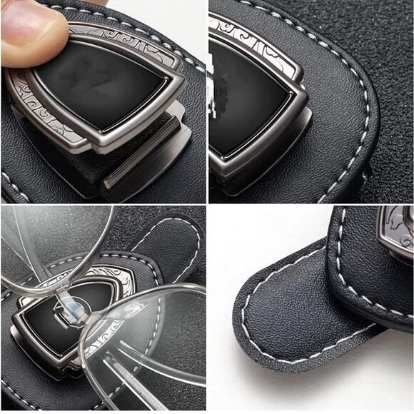 Mercedes Benz Sunglass Holder for Car with Logo Black PU Leather NWT - Picture 3 of 10